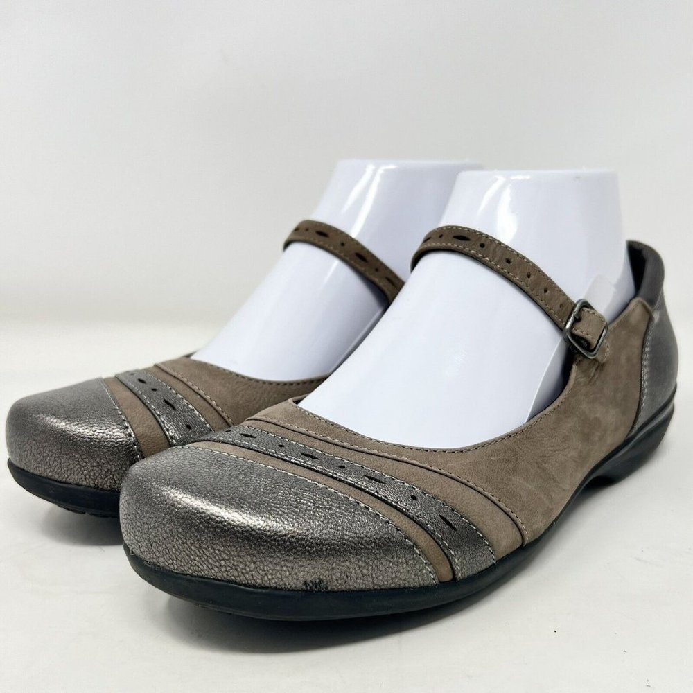 Abeo Womens‎ Angelica Comfort Flats Strap Shoes Size 8 Brown Suede / Leather
